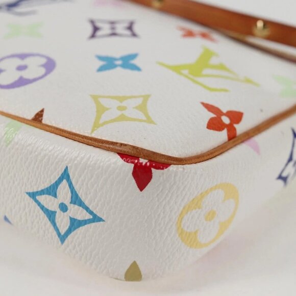 LOUIS VUITTON Multicolor Pochette Accessoires Pouch White M92649 LV Auth 131817V - Picture 5 of 16